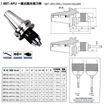 BBT30 40 50 One-piece drill chuck shank hardened gold jaw APU13 16 Shandong Denso Pricision Tools Co.,Ltd.