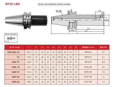 BT-LBK Fine Rough Boring Tool Holder LBK Boring Head Connecting Shank CNC Tools Shandong Denso Pricision Tools Co.,Ltd.