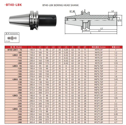 516 BT-LBK Fine Rough Boring Tool Holder LBK Boring Head Connecting Shank CNC Tools Shandong Denso Pricision Tools Co.,Ltd.