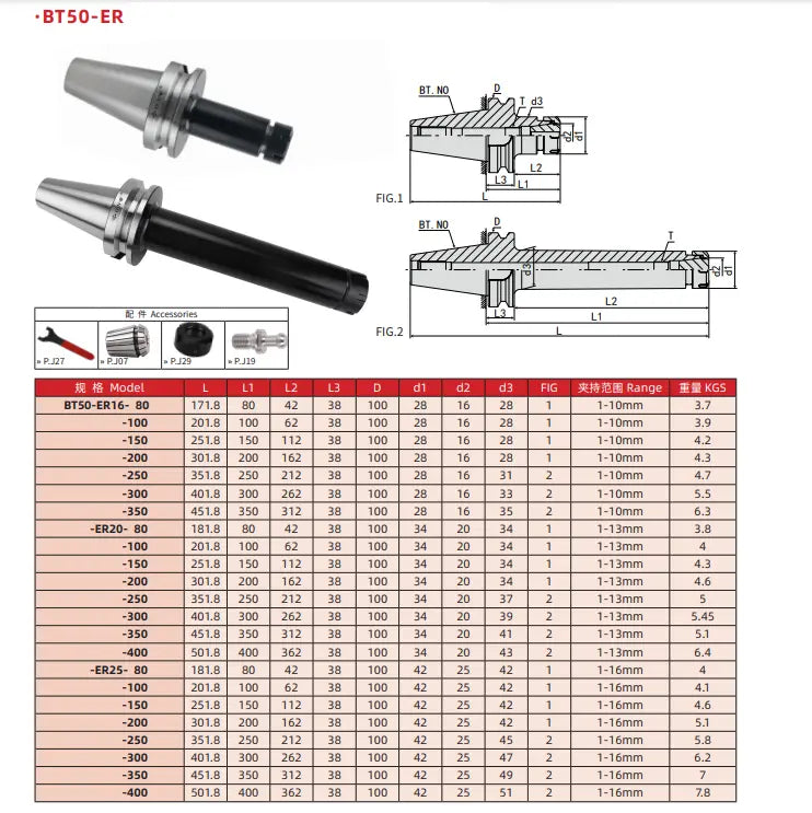 BT50 ER40 ER32 ER25 ER20 ER16 cylinder clamp handle with hard chuck handle for high precision Shandong Denso Pricision Tools Co.,Ltd.