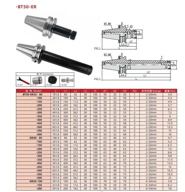 BT50 ER40 ER32 ER25 ER20 ER16 cylinder clamp handle with hard chuck handle for high precision Shandong Denso Pricision Tools Co.,Ltd.