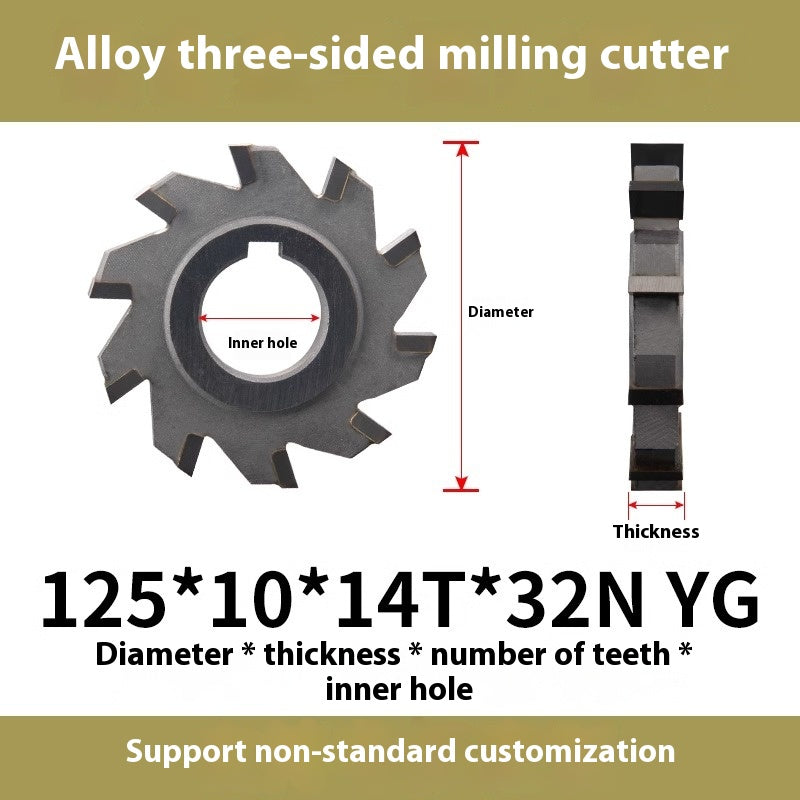 6023 YG inlaid alloy three-face milling cutter disk 63 80 100 125 milling slot tungsten steel disc cutter carbide saw blade Shandong Denso Pricision Tools Co.,Ltd.