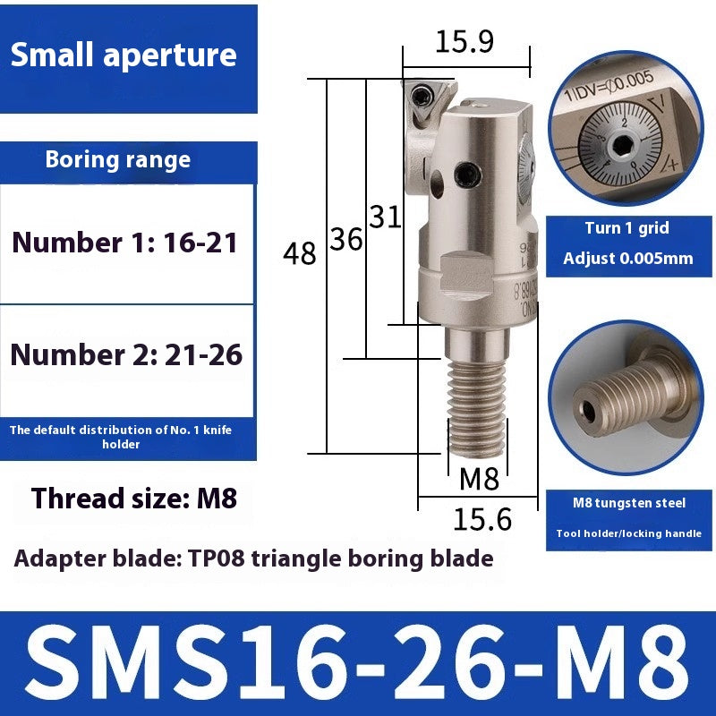 6005 Fine Boring ToolsFine Boring HeadAdjustable Double Edge Rough Boring Center Boring HeadTungsten Carbide ShankEWN Small Bore Boring Heads Shandong Denso Pricision Tools Co.,Ltd.