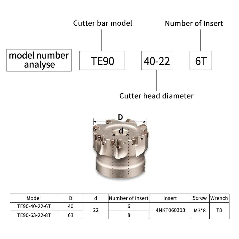 Face mill China produces CNC tools Save 90% of costs Customizable TE90 Double-sided High-efficiency Open Rough Square Shoulder End Mill (for 4NKT carbide insert) Shandong Denso Pricision Tools Co.,Ltd.