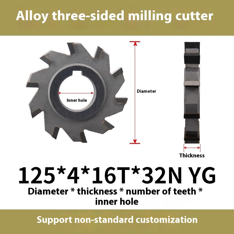 6023 YG inlaid alloy three-face milling cutter disk 63 80 100 125 milling slot tungsten steel disc cutter carbide saw blade Shandong Denso Pricision Tools Co.,Ltd.