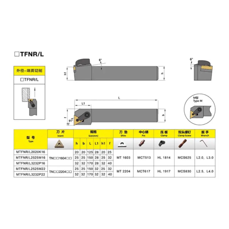 MTFNR/L External Turning Tool Holder CNC Cutting Tool Cutter Bar (for TNMG carbide insert) Shandong Denso Pricision Tools Co.,Ltd.