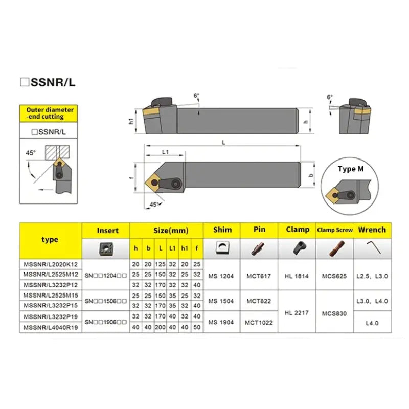 MSSNR/L External Turning Tool Holder CNC Cutting Tool Cutter Bar (for SNMG carbide insert) Shandong Denso Pricision Tools Co.,Ltd.