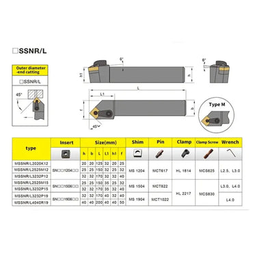 MSSNR/L External Turning Tool Holder CNC Cutting Tool Cutter Bar (for SNMG carbide insert) Shandong Denso Pricision Tools Co.,Ltd.