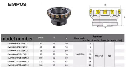 EMP09 Right Angle Fast Feed Milling Cutter Block Side Milling 90 Degree Heavy Duty Face Milling Cutter Block LNKT1206 Inserts Shandong Denso Pricision Tools Co.,Ltd.