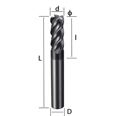 70 degree round nose milling cutter, 4-blade tungsten steel alloy end milling cutter, bull nose cutter, black nano coating, extended CNC cutting tool Shandong Denso Pricision Tools Co.,Ltd.