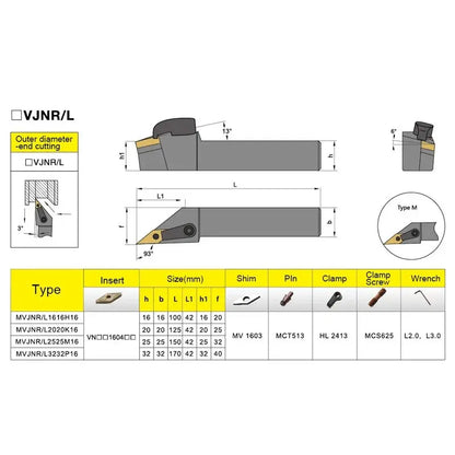 MVJNR/L External Turning Tool Holder CNC Cutting Tool Cutter Bar (for VNMG carbide insert) Shandong Denso Pricision Tools Co.,Ltd.