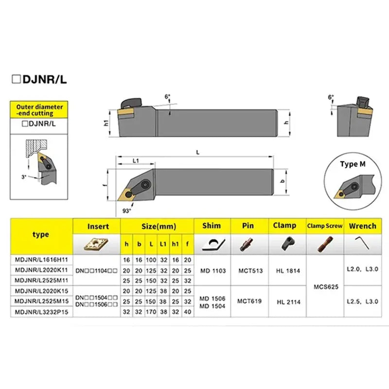 MDJNR/L External Turning Tool Holder Lathe Cutting Tools (for DNMG carbide insert) Shandong Denso Pricision Tools Co.,Ltd.