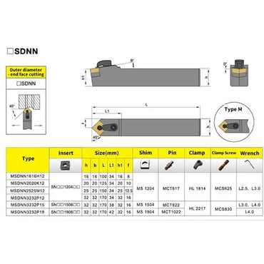 MSDNN External Turning Tool Holder Lathe Cutting Machine Tools (for SNMG12 carbide insert) Shandong Denso Pricision Tools Co.,Ltd.