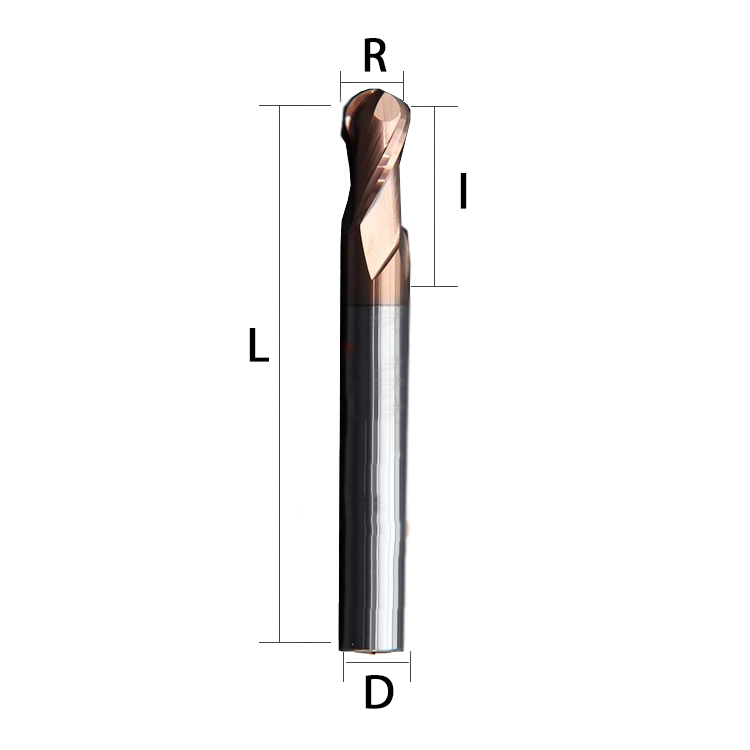 55 degree ball end mill with tungsten steel alloy milling cutter, coated with R1R2R3R4R5r6r8r7r10 for 2-blade steel Shandong Denso Pricision Tools Co.,Ltd.