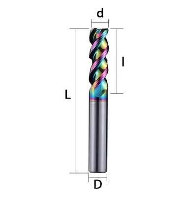 65 degree U-groove aluminum milling cutter, 3-blade, high-efficiency tungsten steel alloy end milling cutter, seven color coated aluminum alloy special high gloss cutter Shandong Denso Pricision Tools Co.,Ltd.