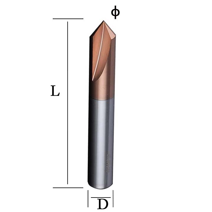 90° steel chamfering cutter tungsten steel alloy coated end mill 90° three flute straight flute chamfering milling cutter CNC cutting tool Shandong Denso Pricision Tools Co.,Ltd.