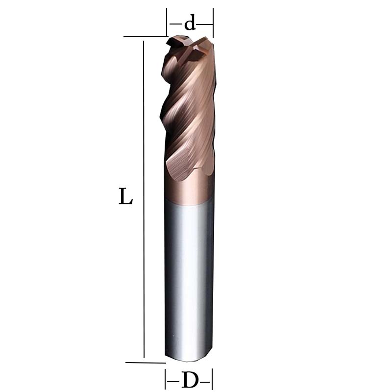 55 degree round nose milling cutter, 4-blade bull nose cutter, tungsten steel alloy extended coating outer R end milling cutter Shandong Denso Pricision Tools Co.,Ltd.