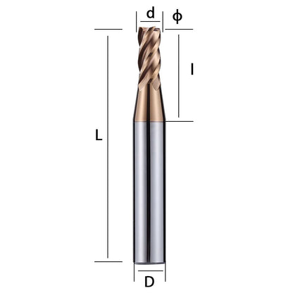 55 degree decimal point milling cutter, tungsten steel alloy, 4-edge coating, number of points, end milling cutter, flat bottom cutter, steel shank, 6 variable diameter coarse shank Shandong Denso Pricision Tools Co.,Ltd.