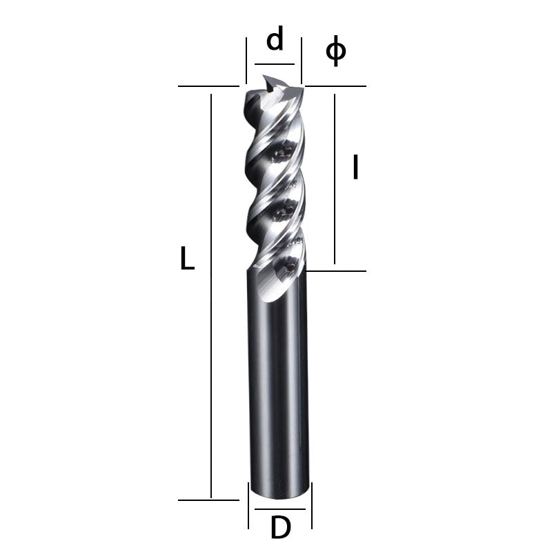 60 degree 3-blade U-groove high-efficiency aluminum milling cutter tungsten steel alloy milling cutter for aluminum alloy special high gloss extended end milling cutter Shandong Denso Pricision Tools Co.,Ltd.