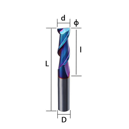 65 degree 2-blade keyway milling cutter tungsten steel alloy end milling cutter high hardness blue nano coated stainless steel CNC cutting tool Shandong Denso Pricision Tools Co.,Ltd.