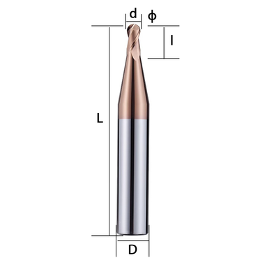 55 degree decimal point ball cutter tungsten steel alloy ball end mill with 2-blade steel coated spherical cutter Shandong Denso Pricision Tools Co.,Ltd.