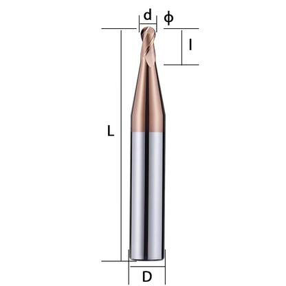 55 degree decimal point ball cutter tungsten steel alloy ball end mill with 2-blade steel coated spherical cutter Shandong Denso Pricision Tools Co.,Ltd.