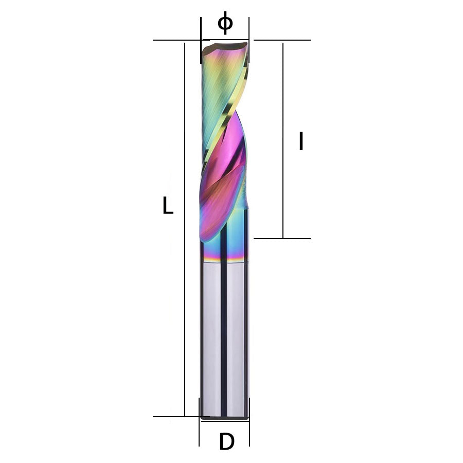 Single edge spiral milling cutter, seven color coated aluminum milling cutter, tungsten steel alloy 5A grade acrylic special carving cutter Shandong Denso Pricision Tools Co.,Ltd.