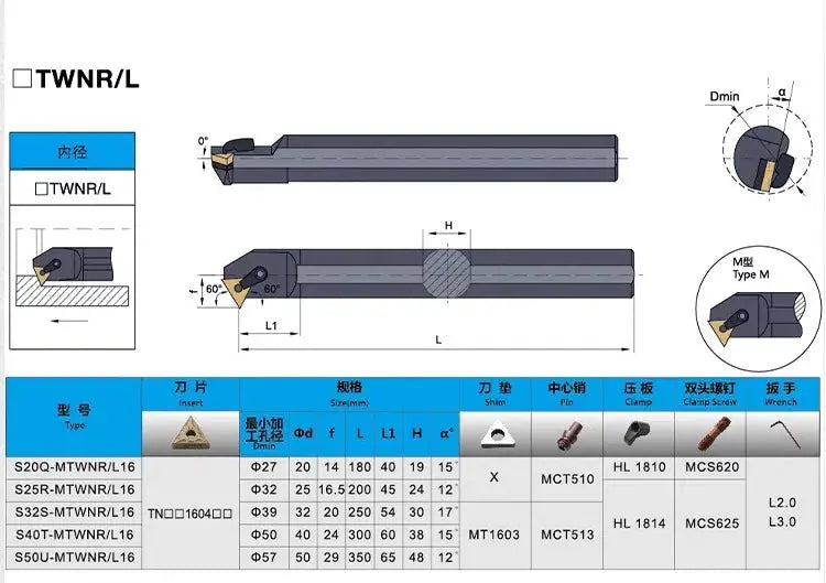 Boring tool bar inner circle 60 degree internal thread tool MTWNR/L Shandong Denso Pricision Tools Co.,Ltd.