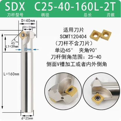 6037 45 degree inside and outside positive and negative chamfering cutter CNC rounding chamfering cutter SD SPK upper and lower bore reverse pull chamfering cutter bar Shandong Denso Pricision Tools Co.,Ltd.