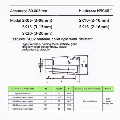 SK16 Collet Chuck CNC high speed precision lathe milling cutter collet tool holder Shandong Denso Pricision Tools Co.,Ltd.